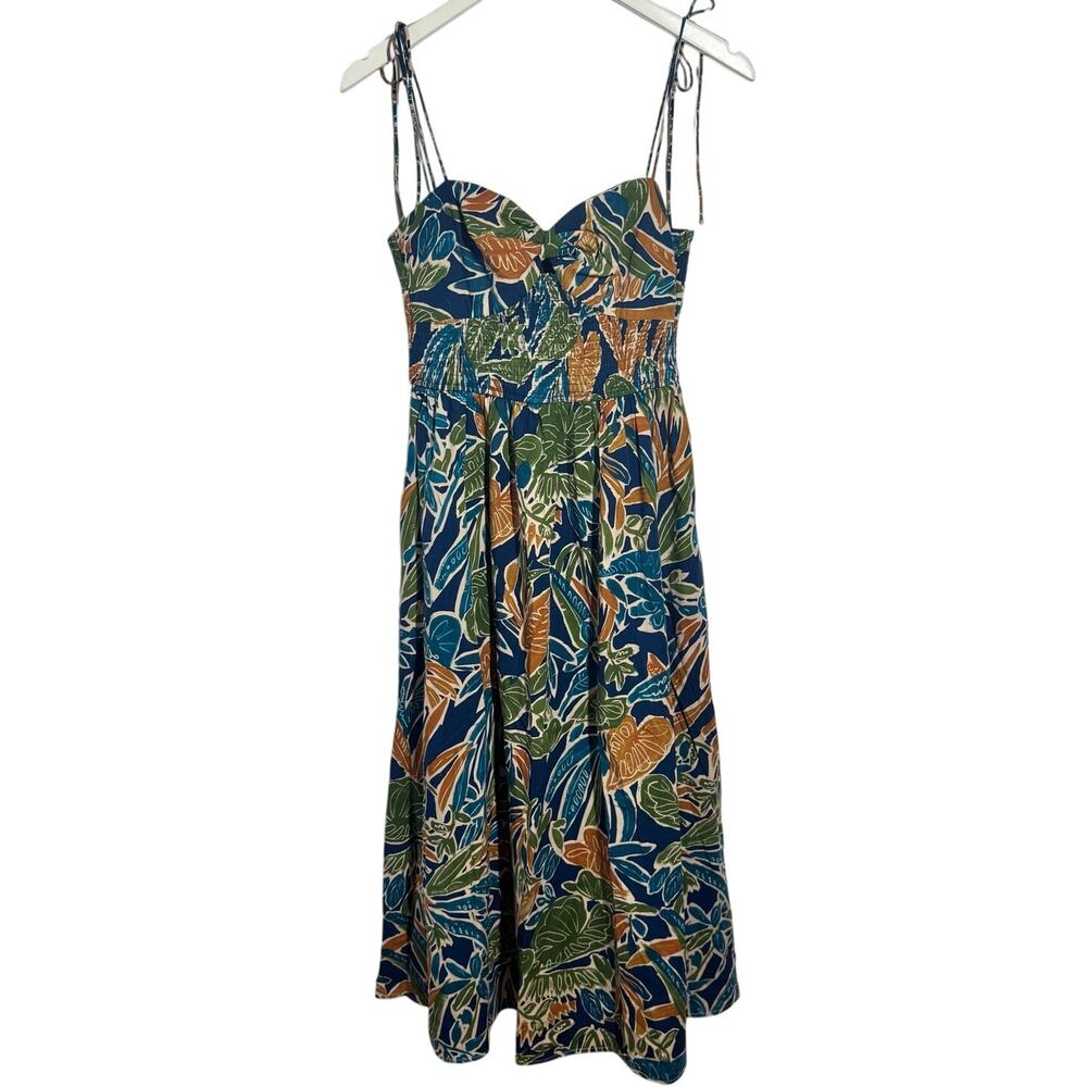 Dress Forum Blue Green Orange Tropical Midi Dress